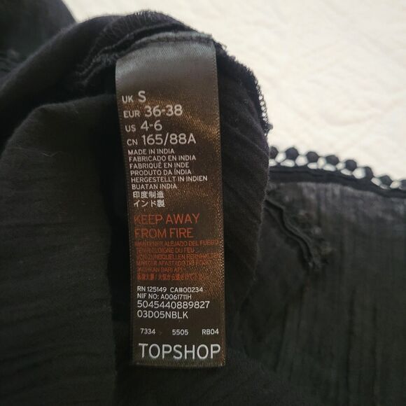 Topshop Kimono Black Lace Trim Tie Waist Double V Beach Cover‎ Small - Picture 15 of 16